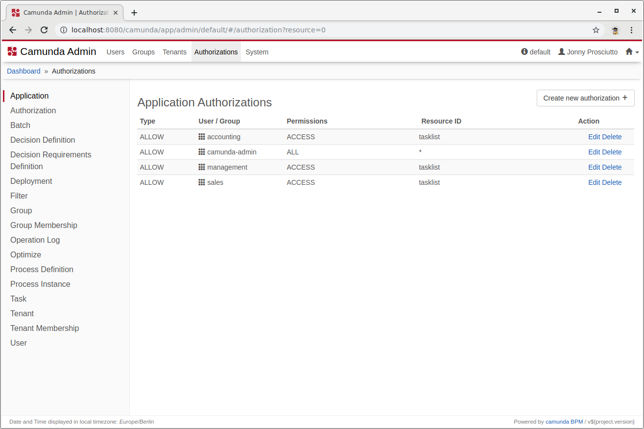 Screenshot of the Admin webapp