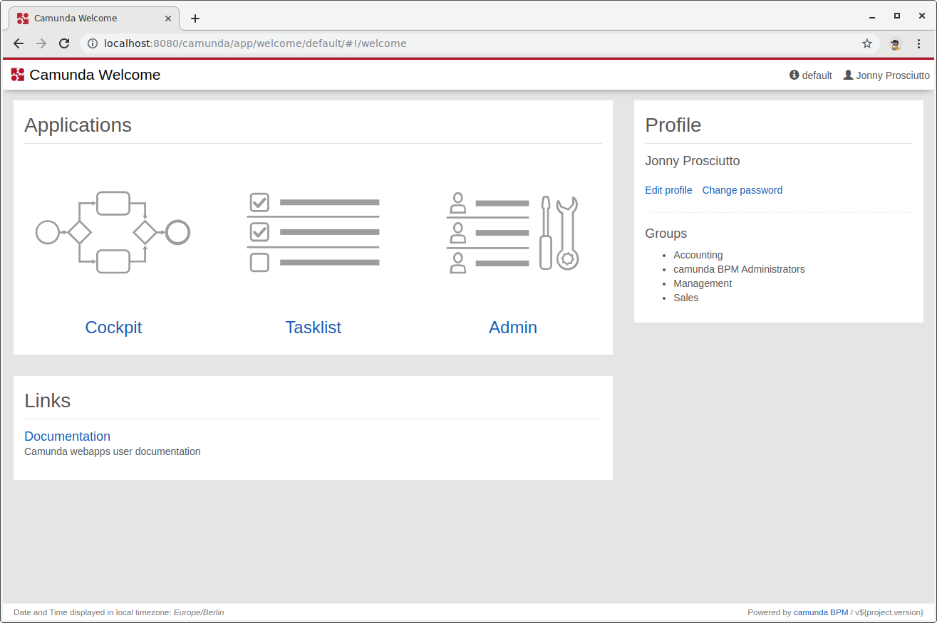 Screenshot of the Welcome webapp