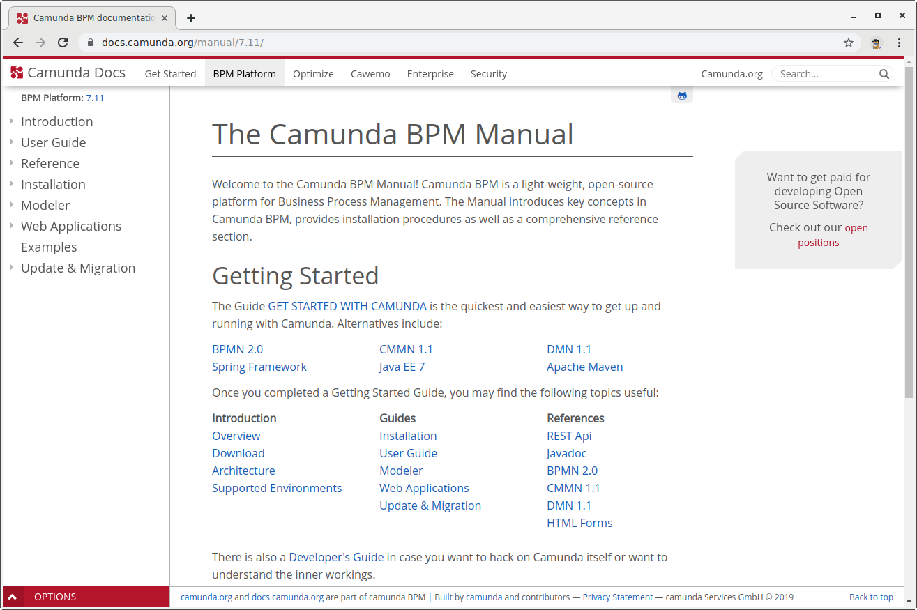 Screenshot of the documentation