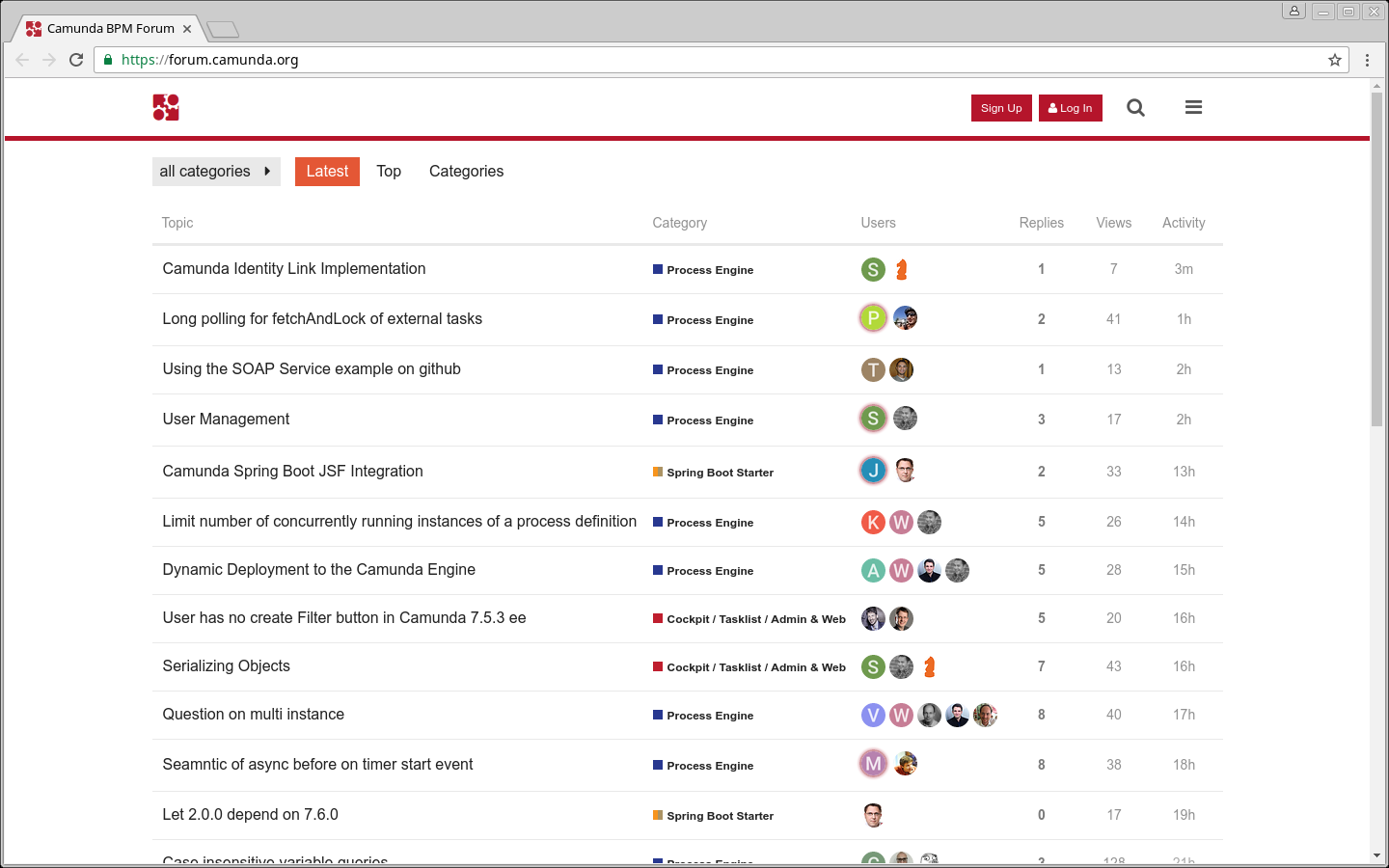 Screenshot of the forum